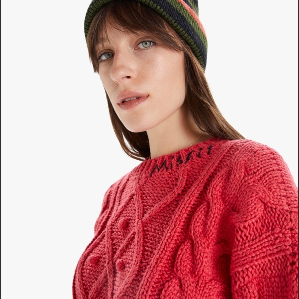 MOTHER DENIM The Jumper Cotton Cable Sweater Misfit S casual knit summer $498